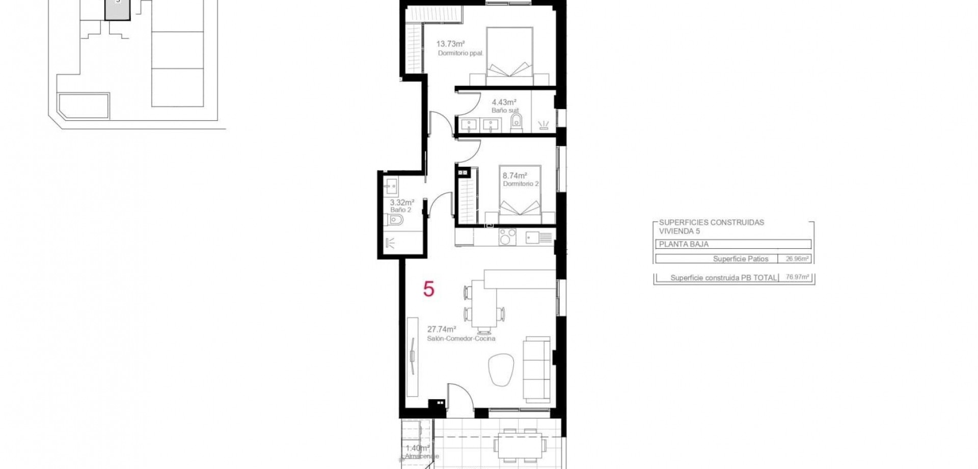 Nowy budynek - Bungalow -
Pilar de la Horadada - pueblo